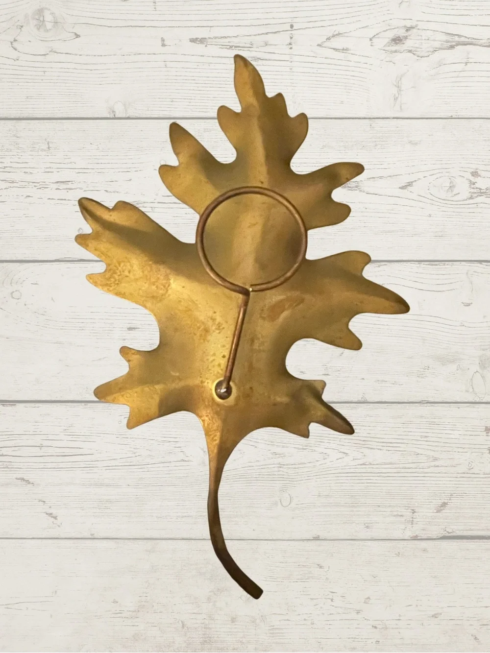 Vintage Set of 3 MCM Brass Oak Leaf Wall Art Hanging 3D Metal Plaques 8